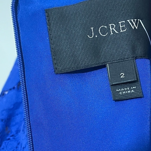 J. Crew Long Sleeve Lace Modest Dress in Cobalt Blue Sz. 2 - Picture 12 of 14